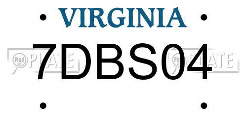 7DBS04 Virginia License Plate