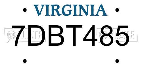 7DBT485 Virginia License Plate