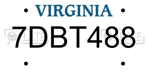 7DBT488 Virginia License Plate