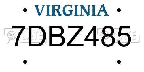 7DBZ485 Virginia License Plate