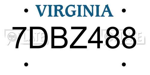 7DBZ488 Virginia License Plate