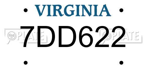 7DD622 Virginia License Plate