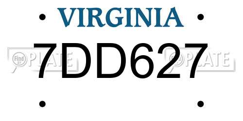 7DD627 Virginia License Plate