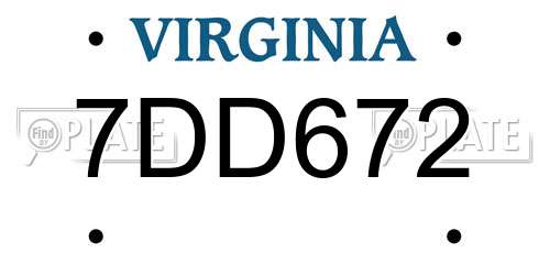 7DD672 Virginia License Plate