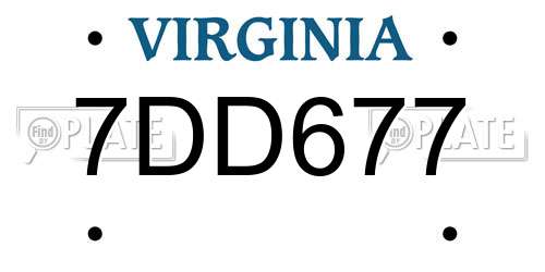 7DD677 Virginia License Plate