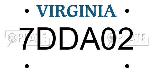 7DDA02 Virginia License Plate