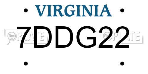 7DDG22 Virginia License Plate