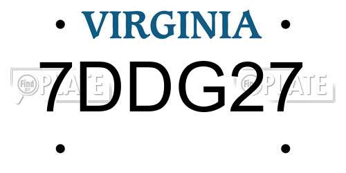 7DDG27 Virginia License Plate