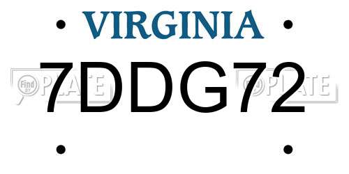 7DDG72 Virginia License Plate