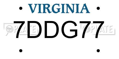 7DDG77 Virginia License Plate