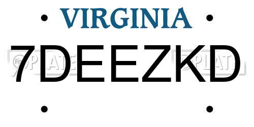 7DEEZKD Virginia License Plate