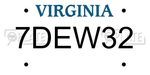 7DEW32 Virginia License Plate