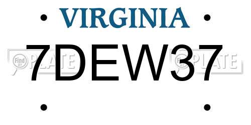 7DEW37 Virginia License Plate
