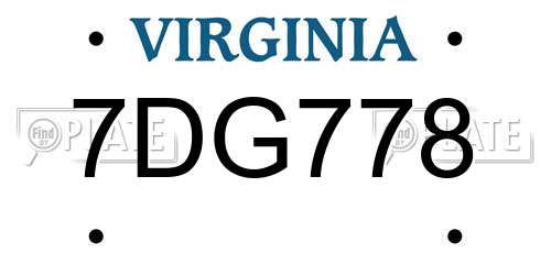 7DG778 Virginia License Plate