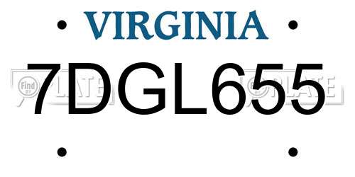 7DGL655 Virginia License Plate