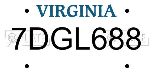 7DGL688 Virginia License Plate