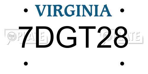 7DGT28 Virginia License Plate