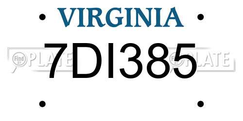 7DI385 Virginia License Plate