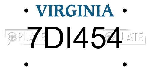 7DI454 Virginia License Plate