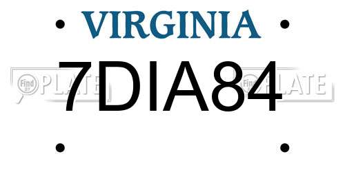 7DIA84 Virginia License Plate