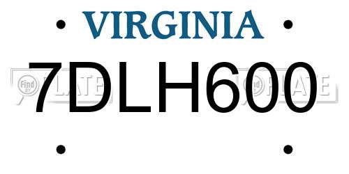 7DLH600 Virginia License Plate