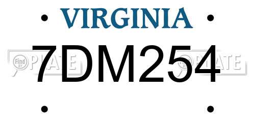 7DM254 Virginia License Plate