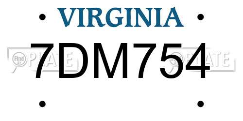 7DM754 Virginia License Plate