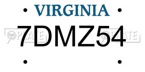 7DMZ54 Virginia License Plate