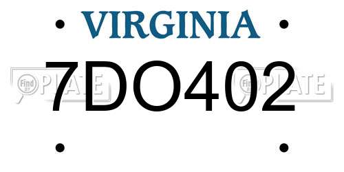 7DO402 Virginia License Plate