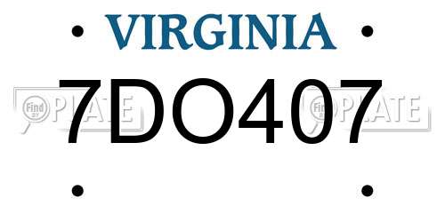 7DO407 Virginia License Plate
