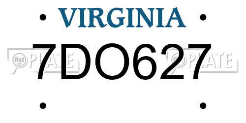 7DO627 Virginia License Plate