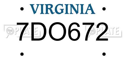 7DO672 Virginia License Plate