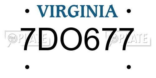 7DO677 Virginia License Plate