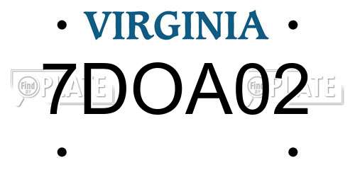 7DOA02 Virginia License Plate