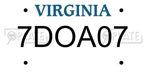 7DOA07 Virginia License Plate