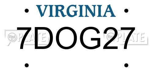 7DOG27 Virginia License Plate