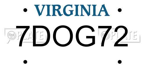 7DOG72 Virginia License Plate