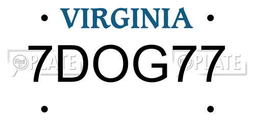 7DOG77 Virginia License Plate