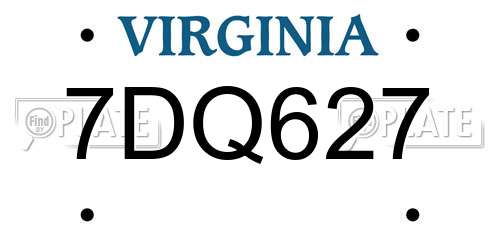 7DQ627 Virginia License Plate
