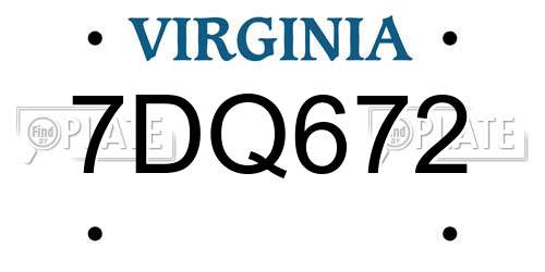 7DQ672 Virginia License Plate