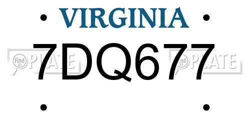7DQ677 Virginia License Plate