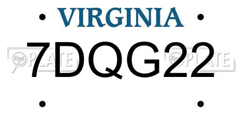7DQG22 Virginia License Plate