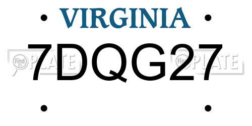 7DQG27 Virginia License Plate
