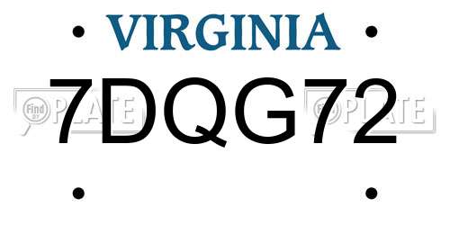7DQG72 Virginia License Plate