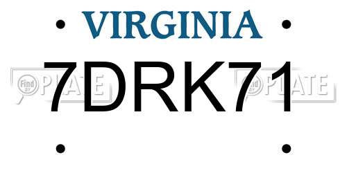 7DRK71 Virginia License Plate