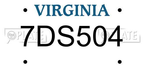 7DS504 Virginia License Plate