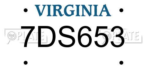 7DS653 Virginia License Plate