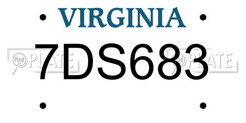 7DS683 Virginia License Plate