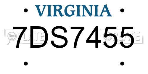 7DS7455 Virginia License Plate
