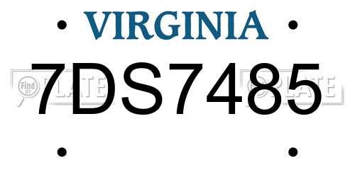 7DS7485 Virginia License Plate